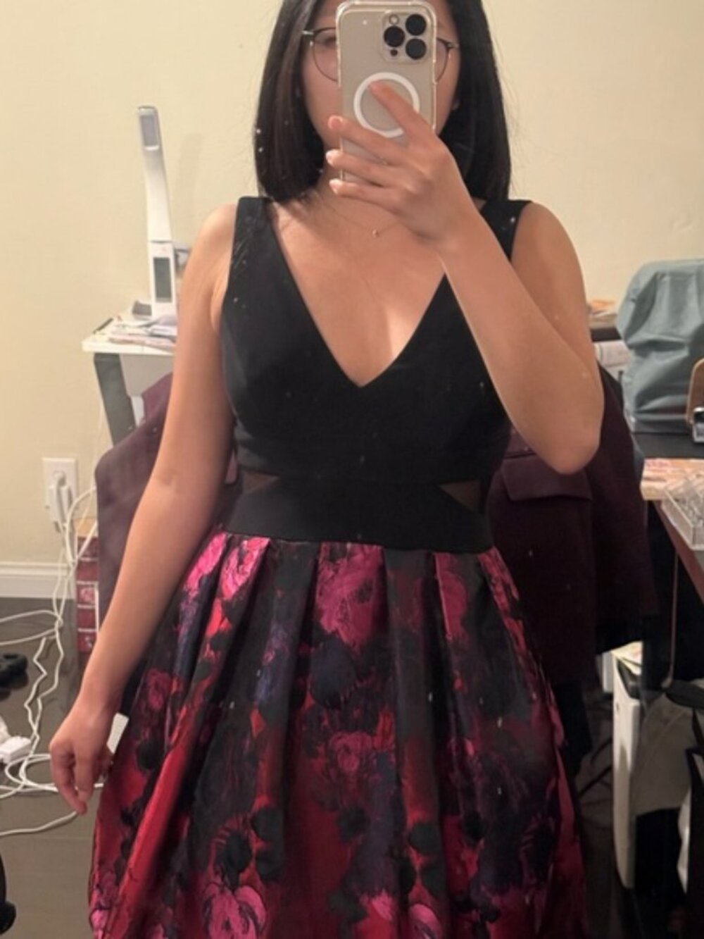 Black and Red Floral Dress